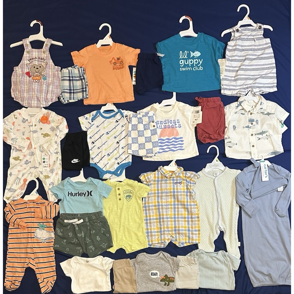 Huge Lot Baby Boys Summer Clothes Newborn 3/6 Months NEW &EC Carters Nike Hurley
